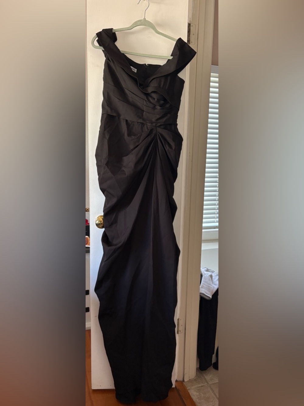 Black Ruched Evening Gown